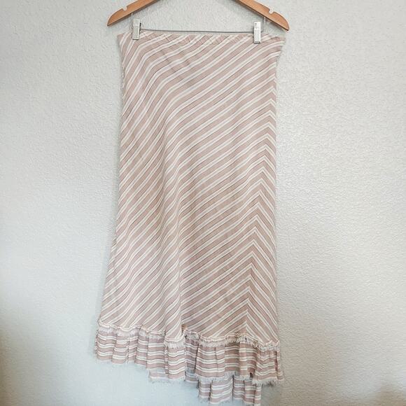 Joseph Altier Walker Cream Striped  Maxi Skirt Size M - Picture 1 of 7
